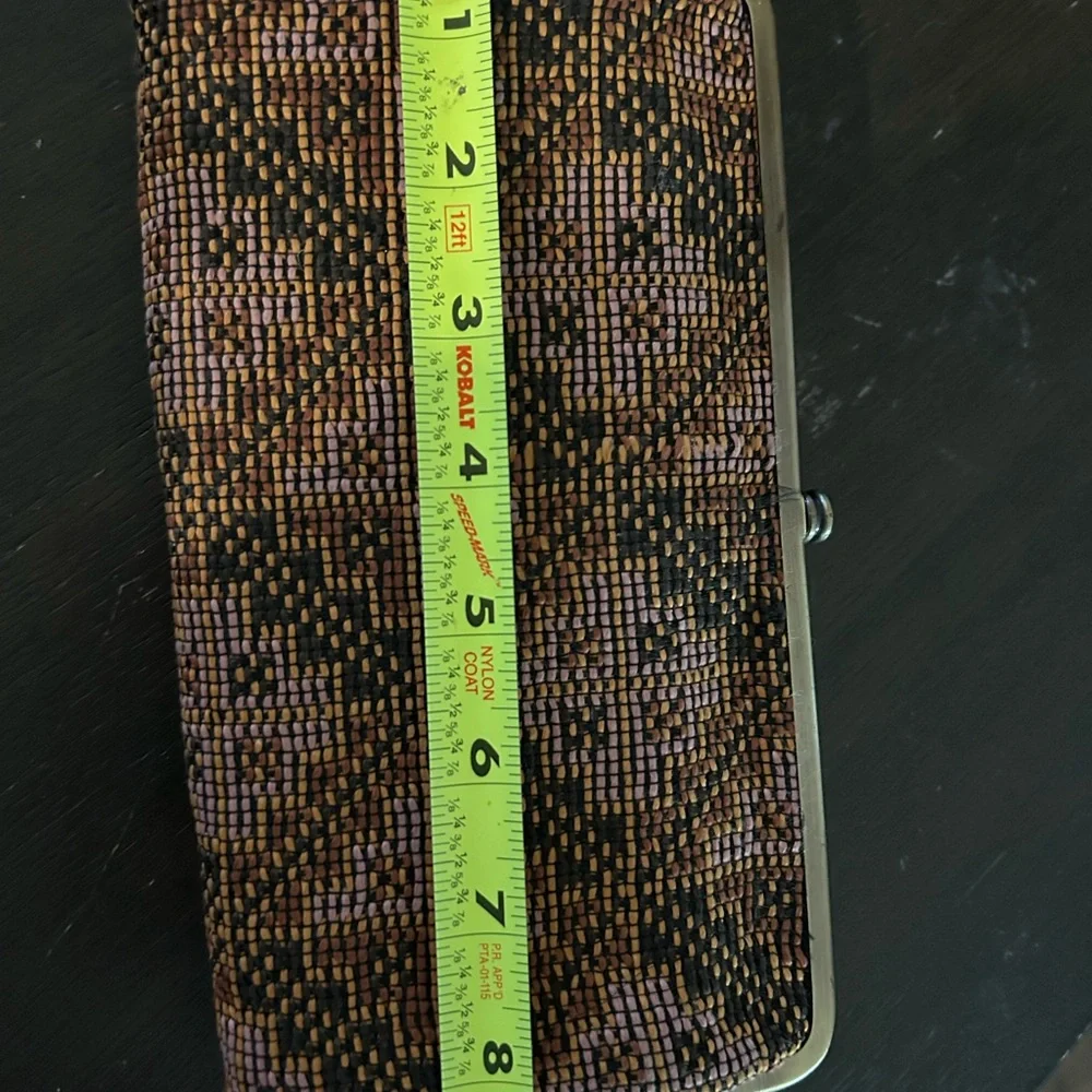 HOBO Tan Leather and Patterned Fabric Hobo Bag